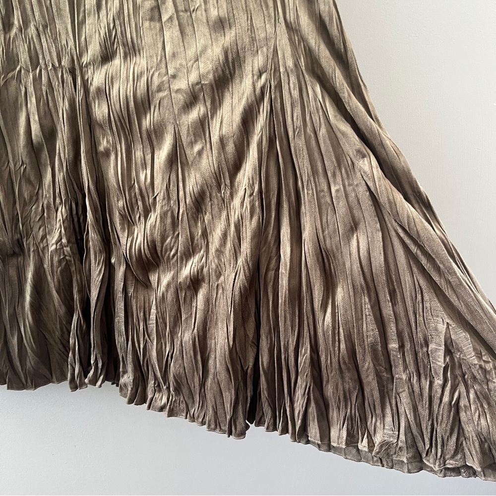 Soft Surroundings Midi Skirt Brown Pleated Crinkle Work Career Plus Size 2X - Picture 4 of 9